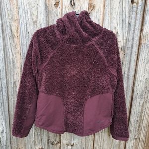 NIKE Teddy Therma Active Purple Faux Fur Women’s Pullover Hoodie XS